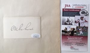 CHARLES SCHWAB SIGNED AUTOGRAPHED 2×4 CARD ON PAGE JSA CERTIFIED STEEL MAGNATE
 COLLECTIBLE MEMORABILIA