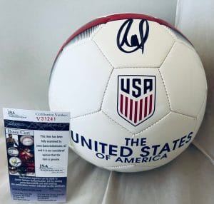 CHRISTIAN PULISIC SIGNED WHITE NIKE TEAM USA SOCCER BALL AUTOGRAPHED JSA
 COLLECTIBLE MEMORABILIA